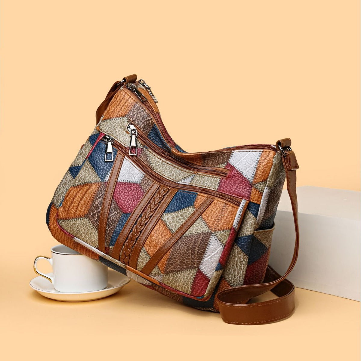 Sac bandoulière vintage élégant à multiples poches