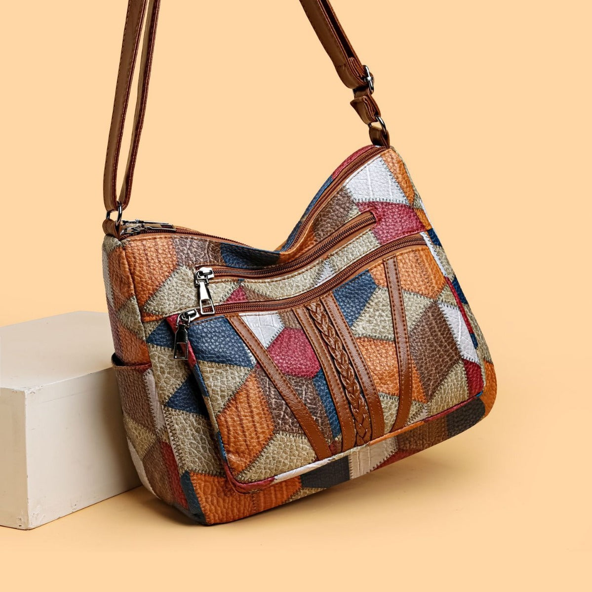 Sac bandoulière vintage élégant à multiples poches