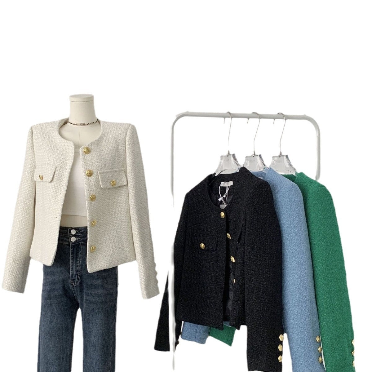 Veste Chic en Tweed Écru