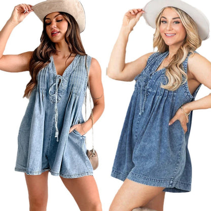 Robe Décontractée Sans Manches en Jean Léger