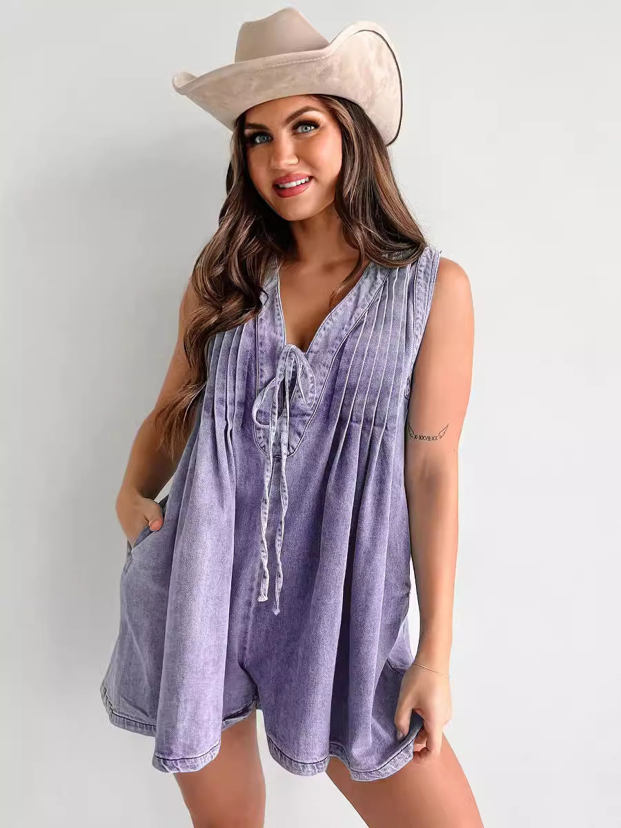 Robe Décontractée Sans Manches en Jean Léger