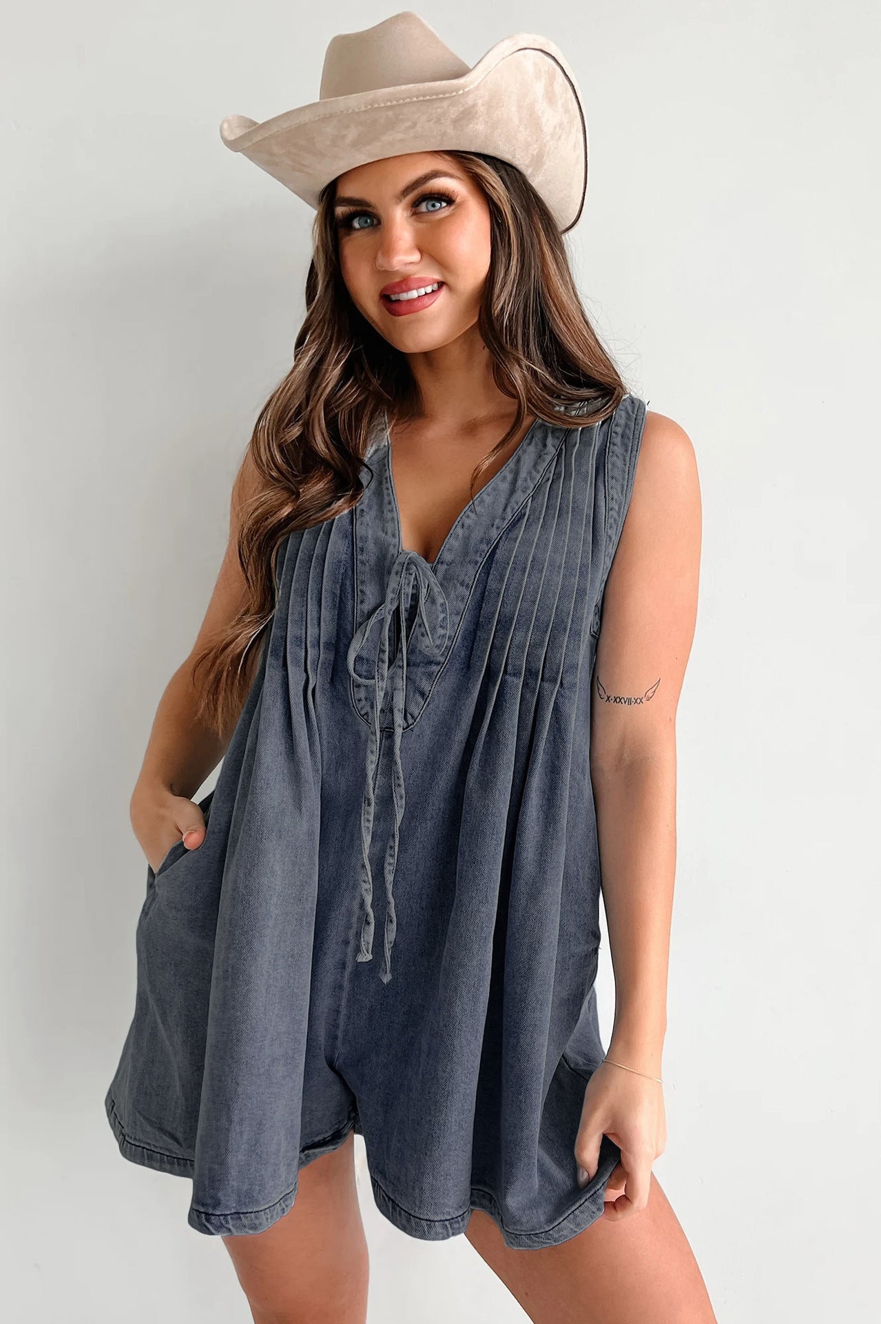 Robe Décontractée Sans Manches en Jean Léger
