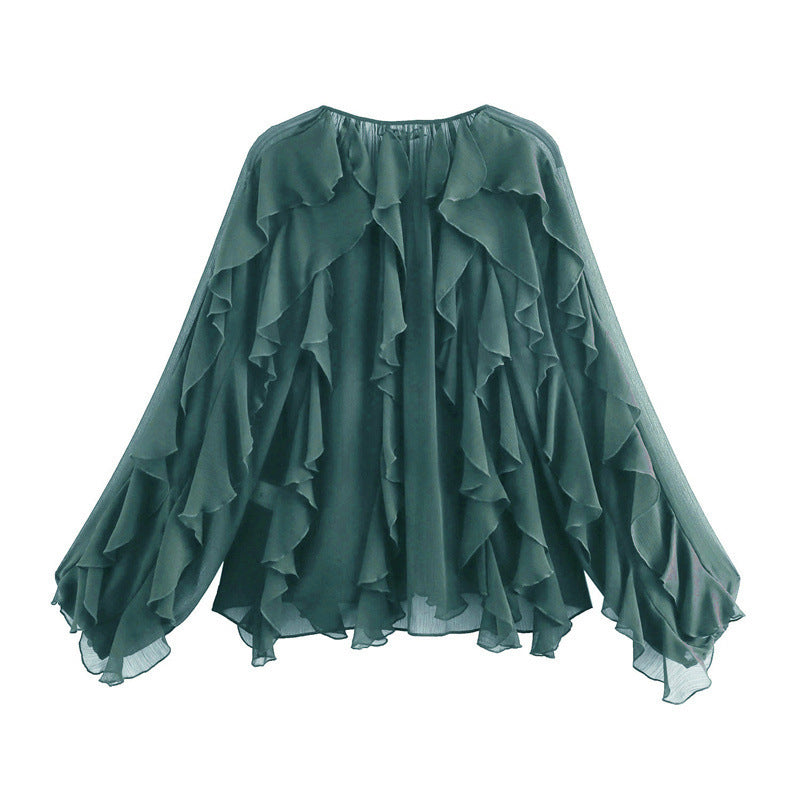 Blouse en mousseline chic à volants