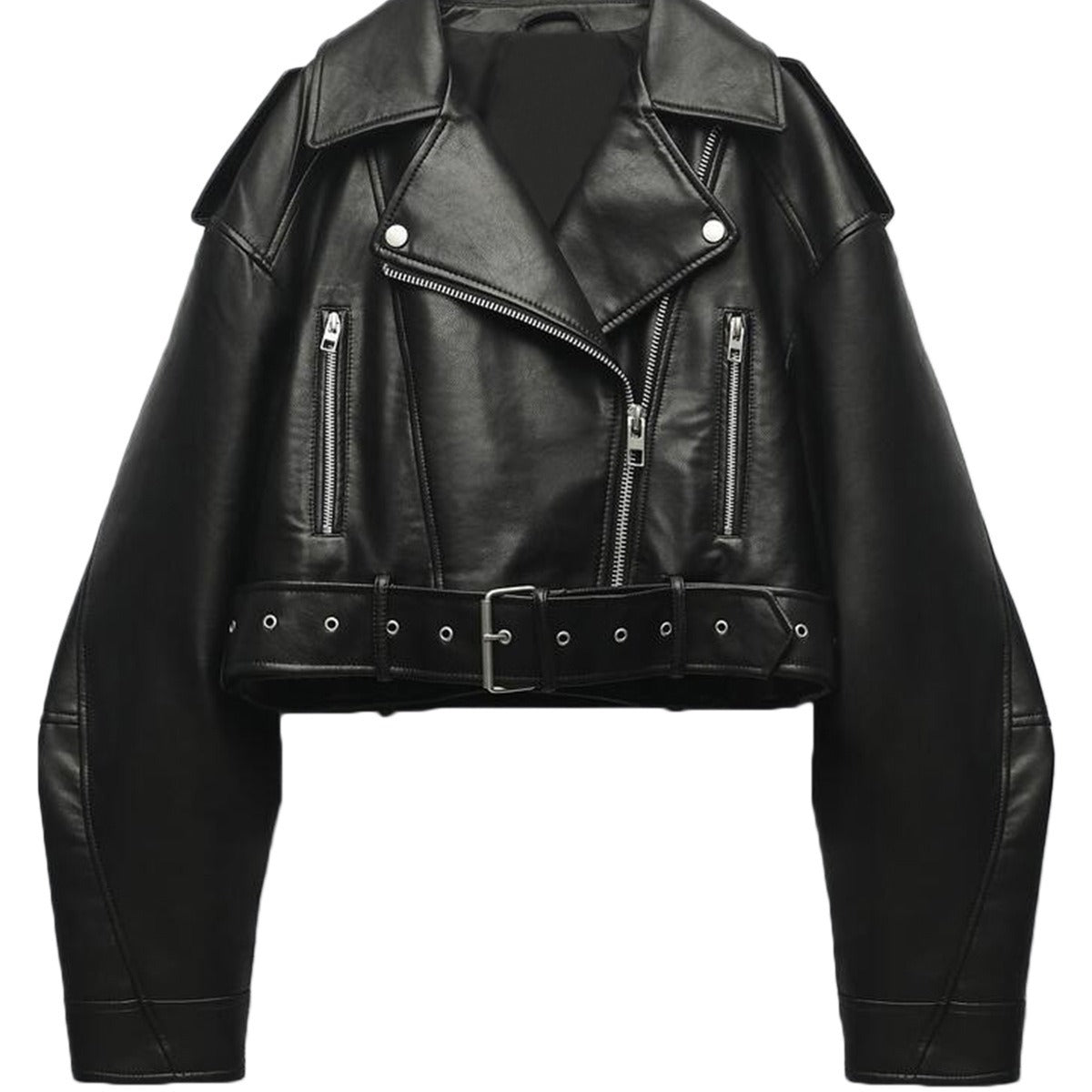 Veste biker courte en similicuir