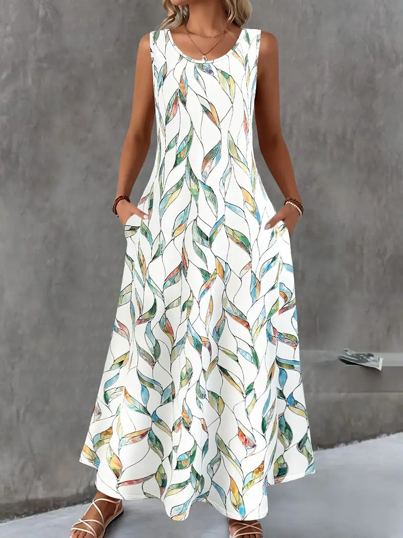 Robe Longue d’Été à Imprimé Floral Bohème