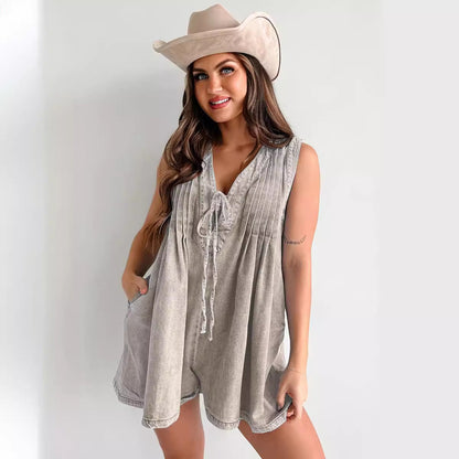 Robe Décontractée Sans Manches en Jean Léger