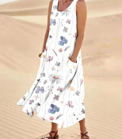 Robe Longue d’Été à Imprimé Floral Bohème