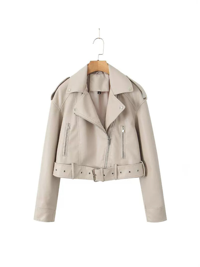 Veste biker courte en similicuir