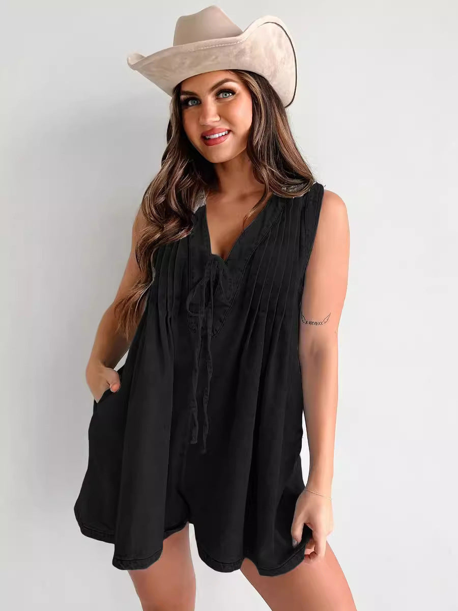 Robe Décontractée Sans Manches en Jean Léger